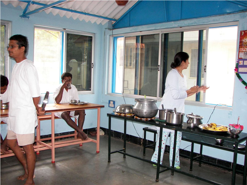 Dining hall at main ashram, Tiruvannamalai